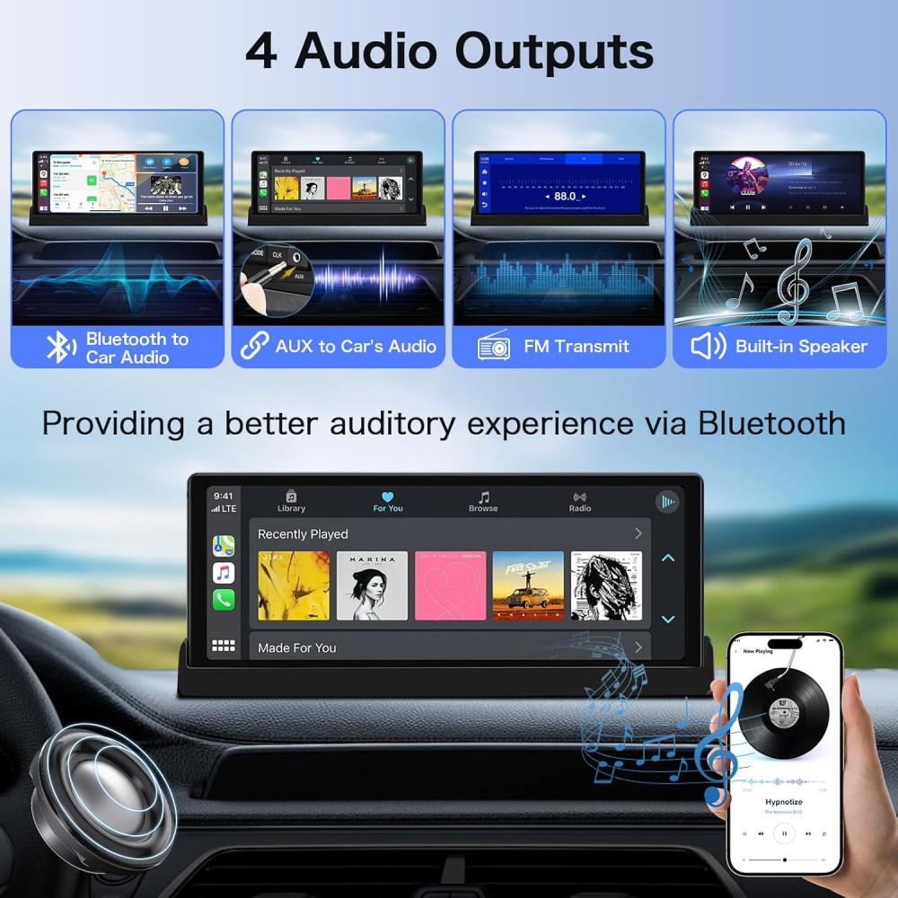 Автомагнітола автомобильный монітор Jansite з Apple CarPlay та Android Auto, GPS-навігація