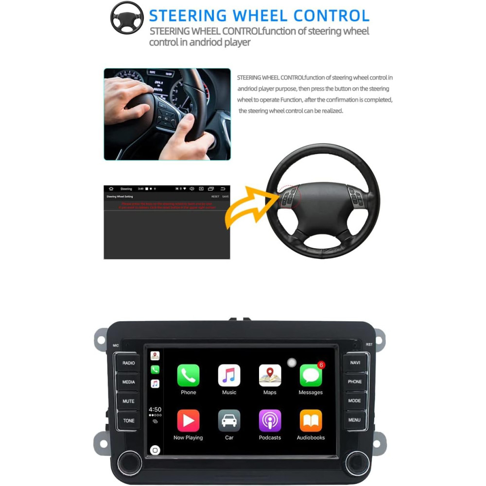 Автомагнитола Eaglerich 7 дюймов Android 9,1 CarPlay GPS Bluetooth с камерой