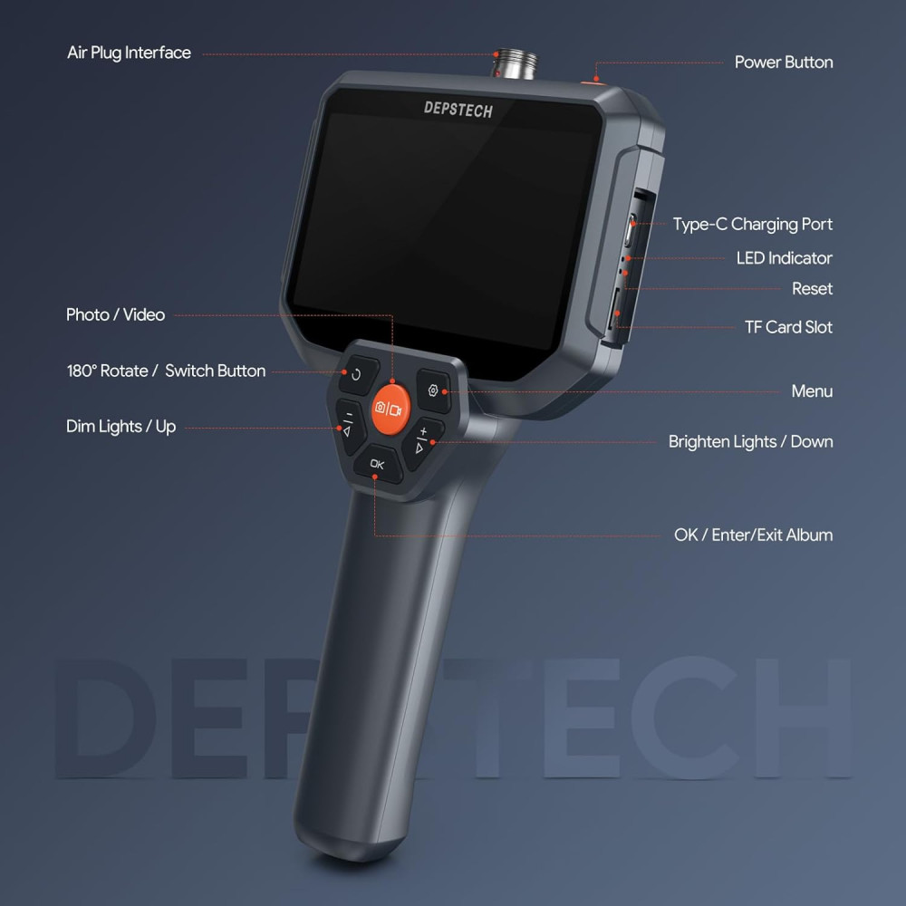 Эндоскоп DEPSTECH DS590DL 5M с двухлинзовой камерой 1080p для инспекции авто и бытовых объектов