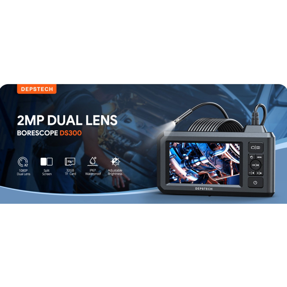 Двухкамерный эндоскоп 1080P DEPSTECH DS300 с LCD экраном
