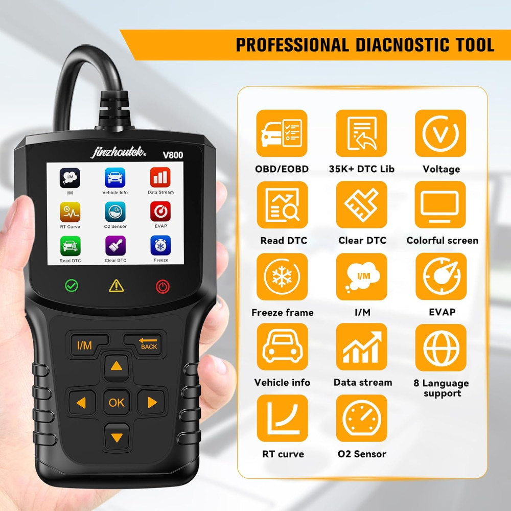 Автосканер OBD2 jinzhoutek с цветным дисплеем 35901 DTC полная диагностика