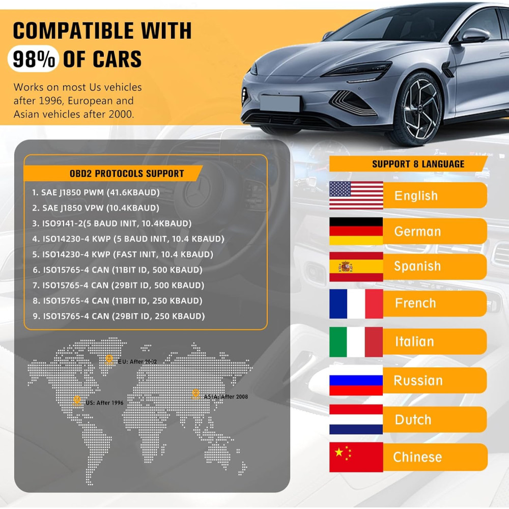 Автосканер OBD2 jinzhoutek с цветным дисплеем 35901 DTC полная диагностика