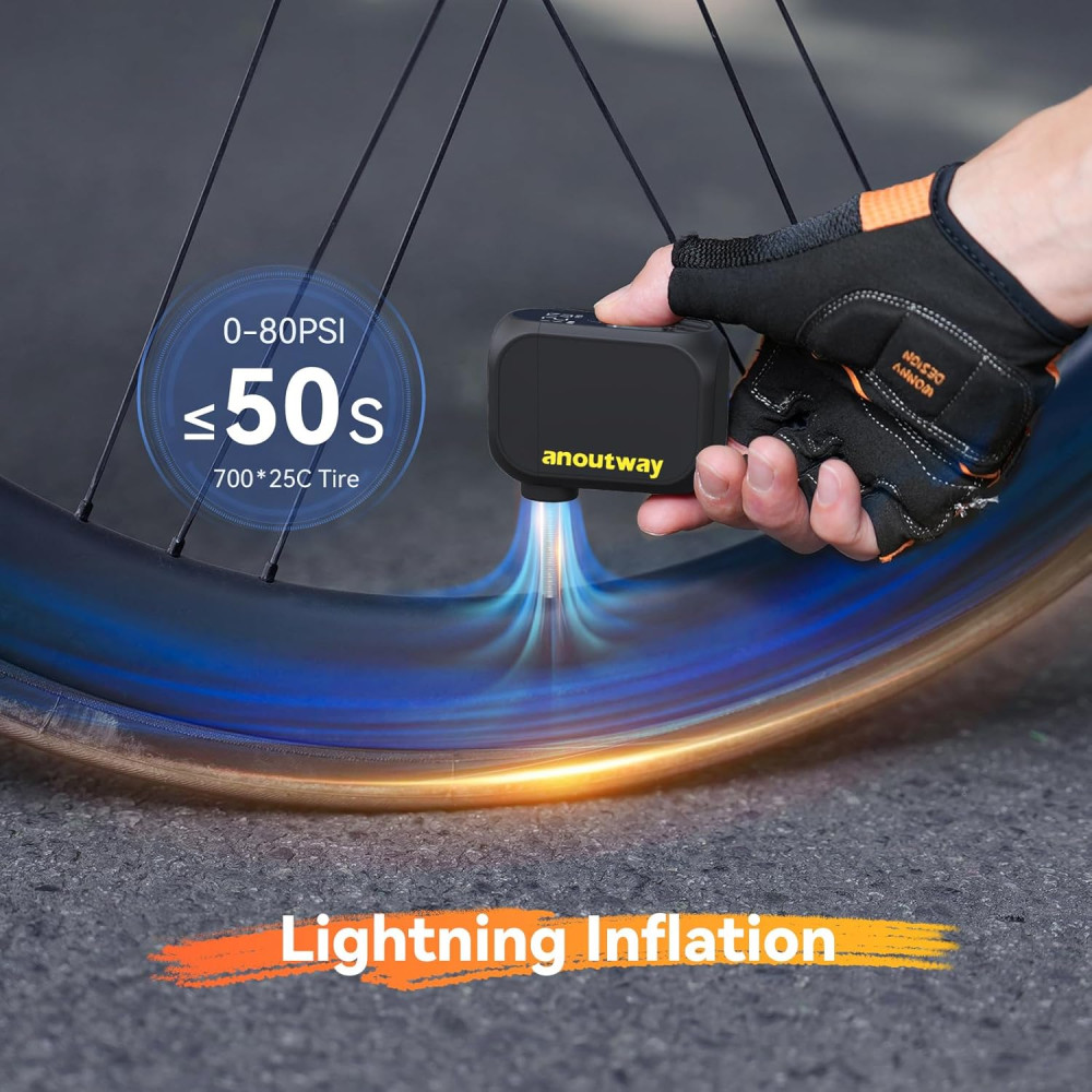 Мини электрический насос для велосипеда anoutway аккумуляторный до 120 PSI