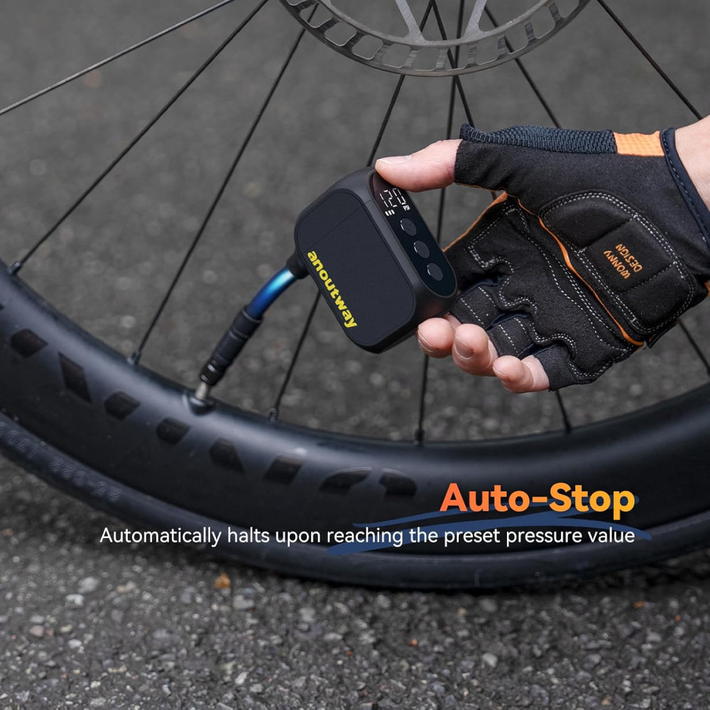 Мини электрический насос для велосипеда anoutway аккумуляторный до 120 PSI