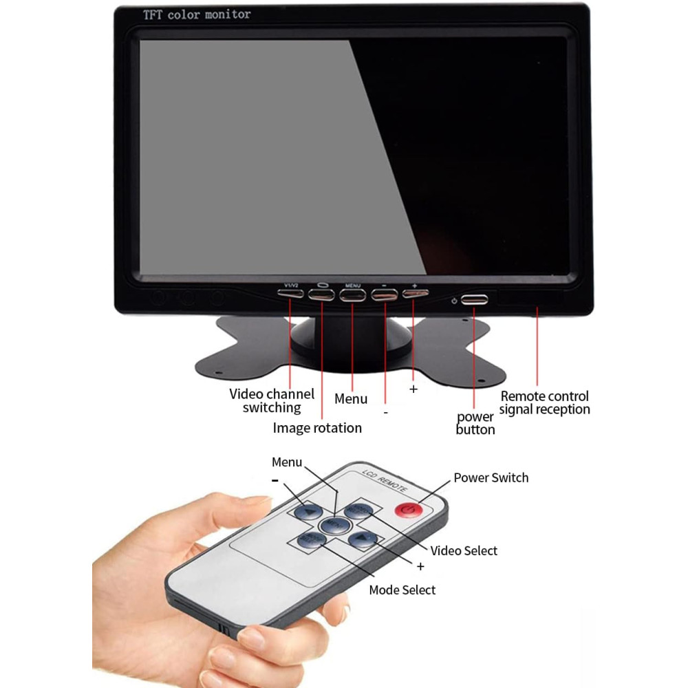 Автомобильный монитор заднего вида B-Qtech 7-дюймовый HD для камеры
