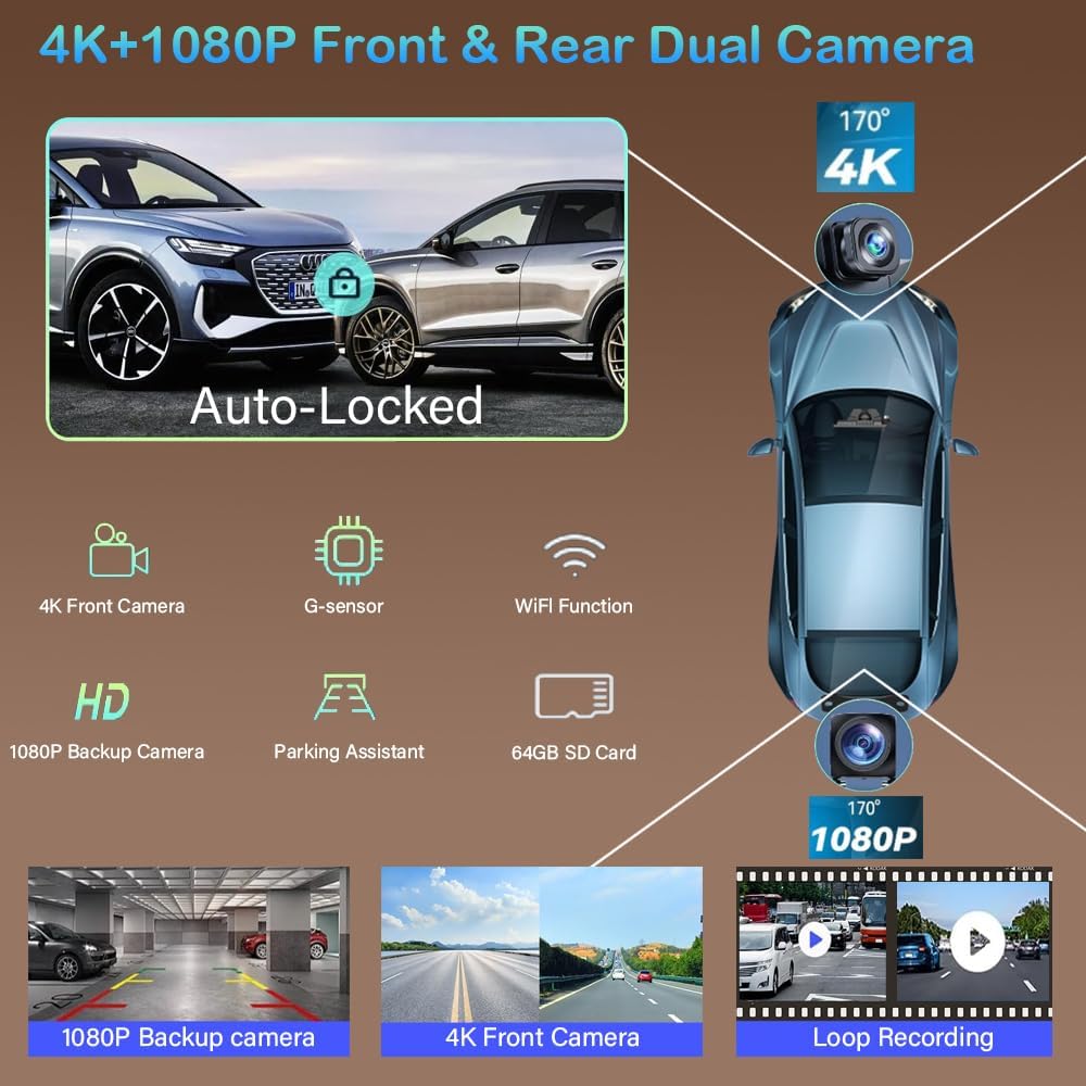 Автомобільний екран CarPlay Android Autо з фронтальною 4K камерою Antika A8