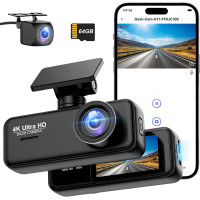Відеореєстратор SIGRILL 4K 1080P Wi-Fi передня та задня камера 64GB