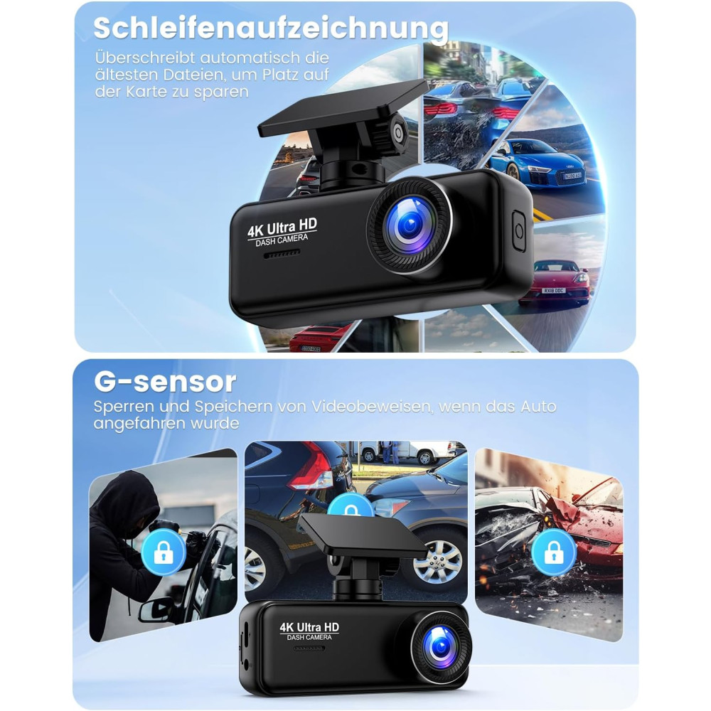 Видеорегистратор SIGRILL 4K 1080P Wi-Fi передняя и задняя камера 64GB