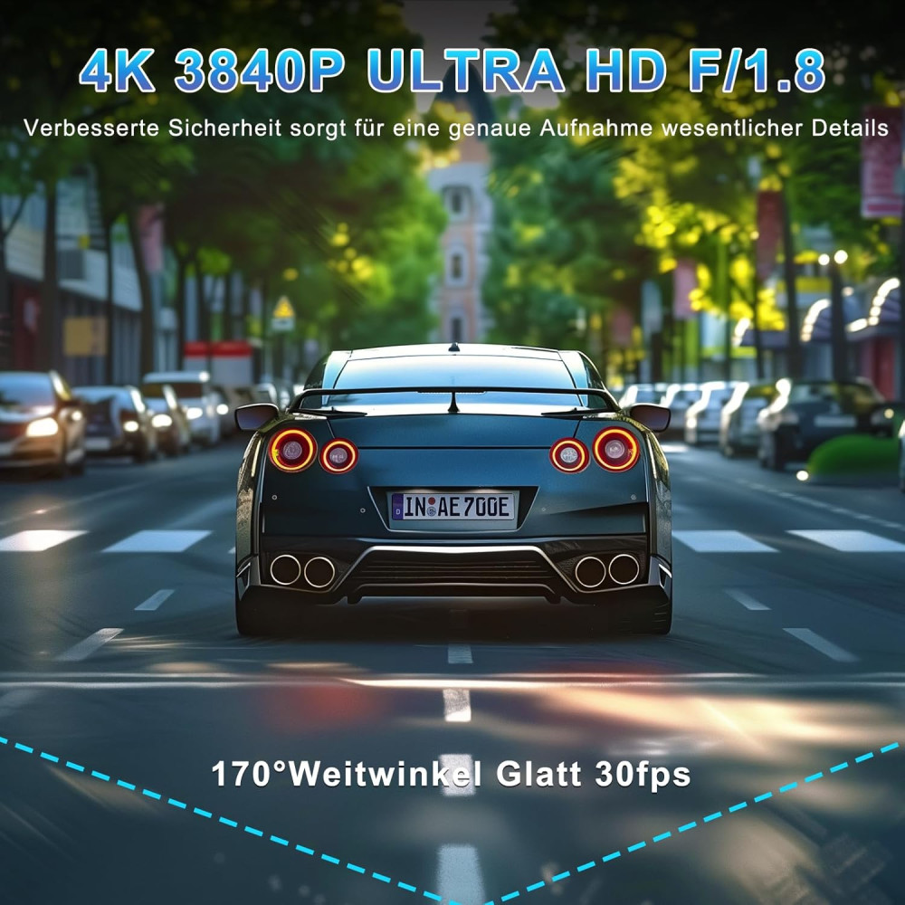 Автомобільний відеореєстратор SIGRILL 4K + 1080P та 64 ГБ карта пам’яті