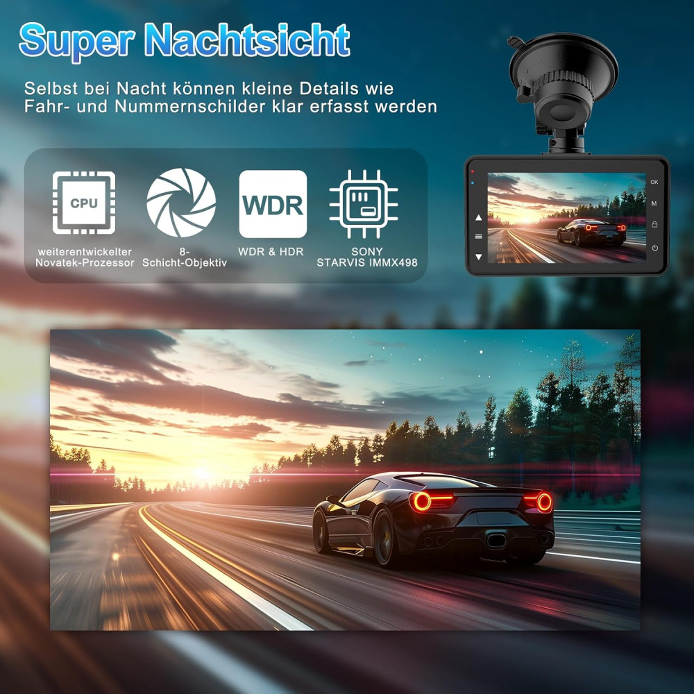 Автомобільний відеореєстратор SIGRILL 4K + 1080P та 64 ГБ карта пам’яті