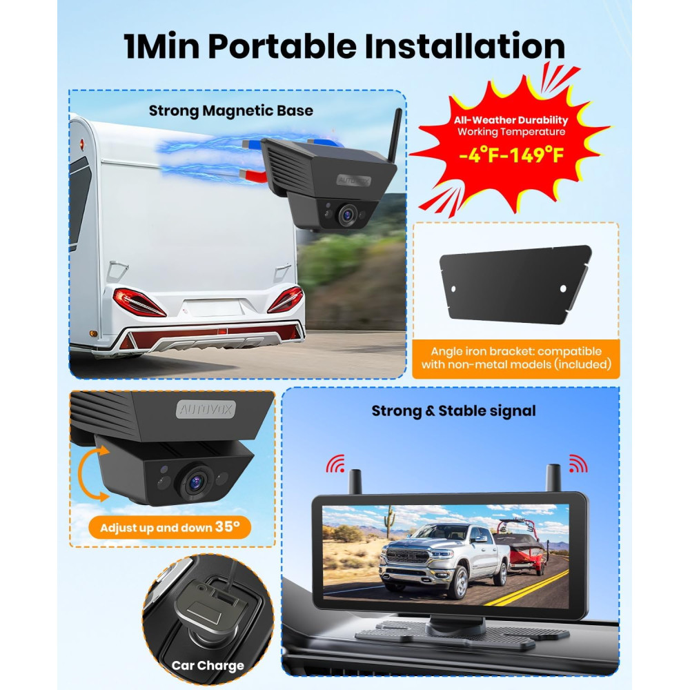 Камера заднего вида 5000 mAh AUTO VOX Solar 5B