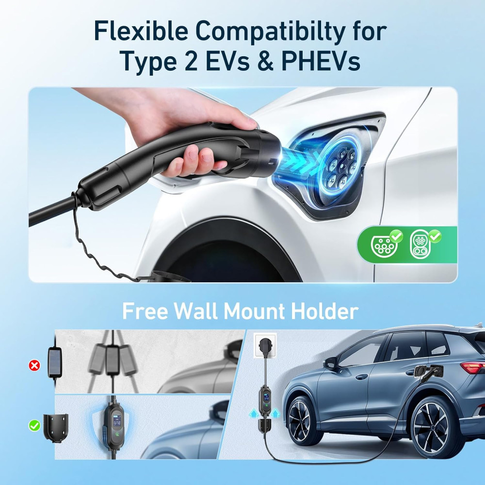 Портативное зарядное устройство для электромобиля FNRIDS 3 68kW Type 2 від 8 до 16A  6 м