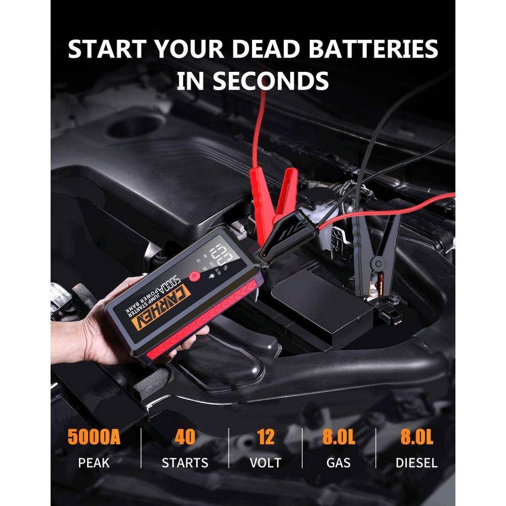 Пусковое устройство CARHEV 5000A 26800mAh для авто 12V с фонарем