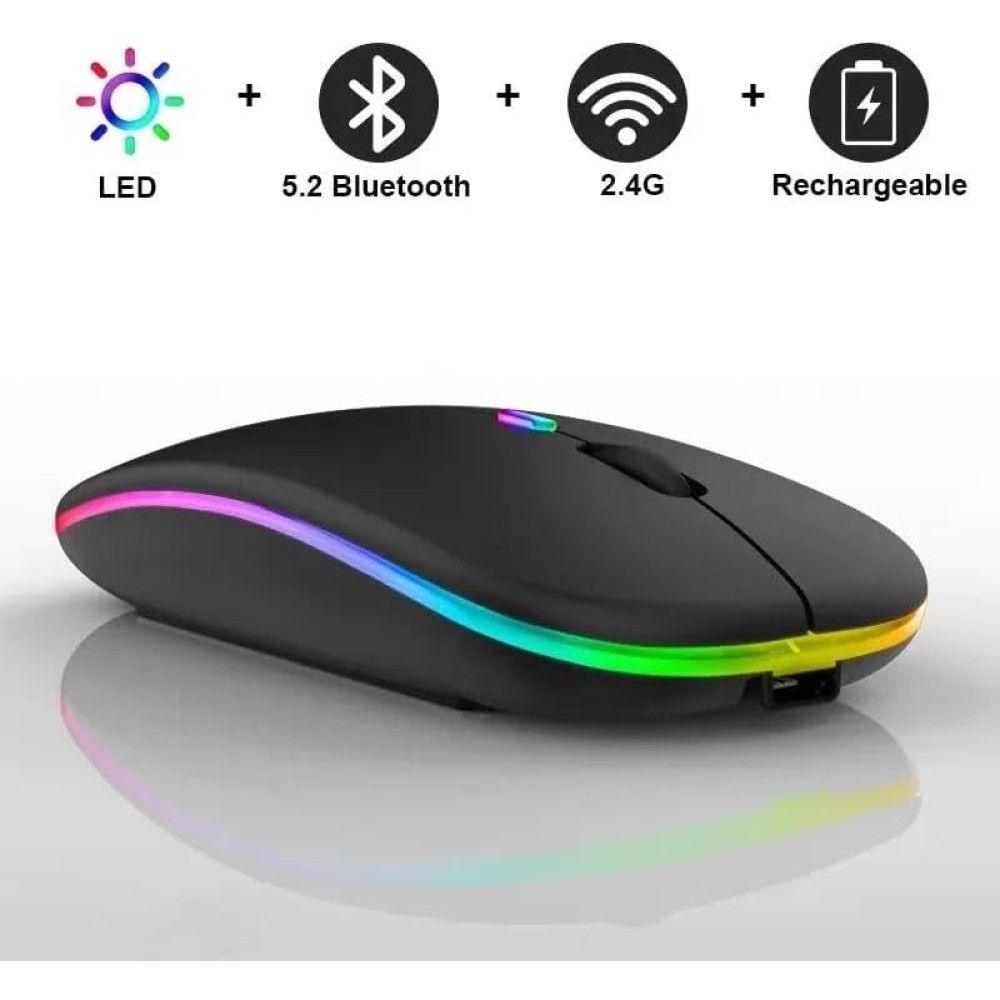Беспроводная мышь для ПК, ноутбука и т.д. 2.4GHz Bluetooth, 1600dpi Type-C, (черная)