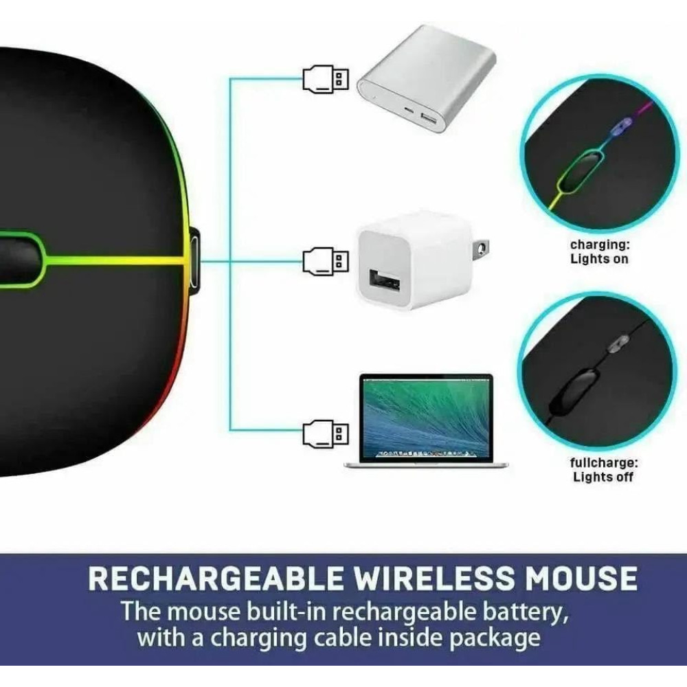 Беспроводная мышь для ПК, ноутбука и т.д. 2.4GHz Bluetooth, 1600dpi Type-C, (черная)