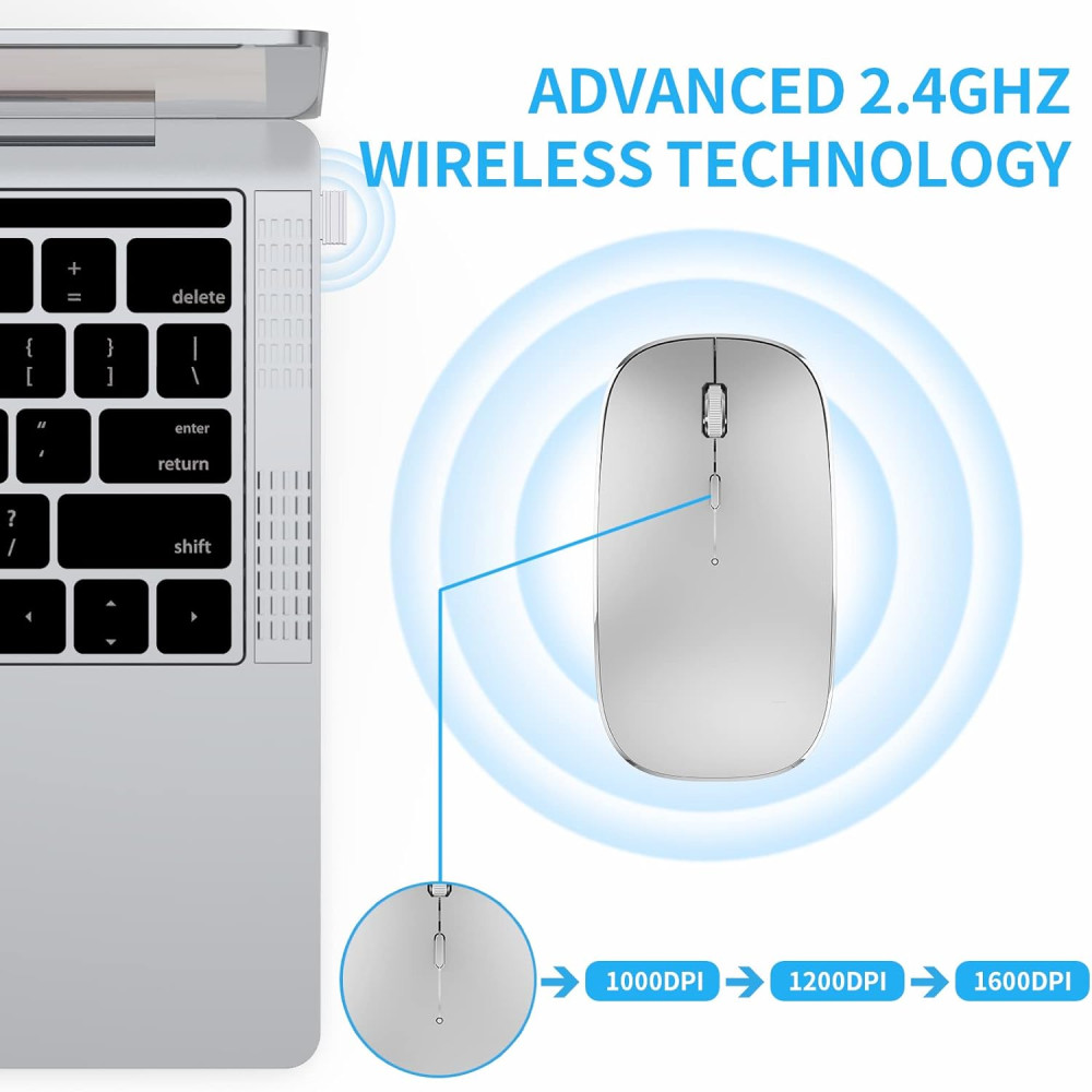 Беспроводная мышь Leolee, перезаряжаемая, 2.4G, оптический бесшумный клик