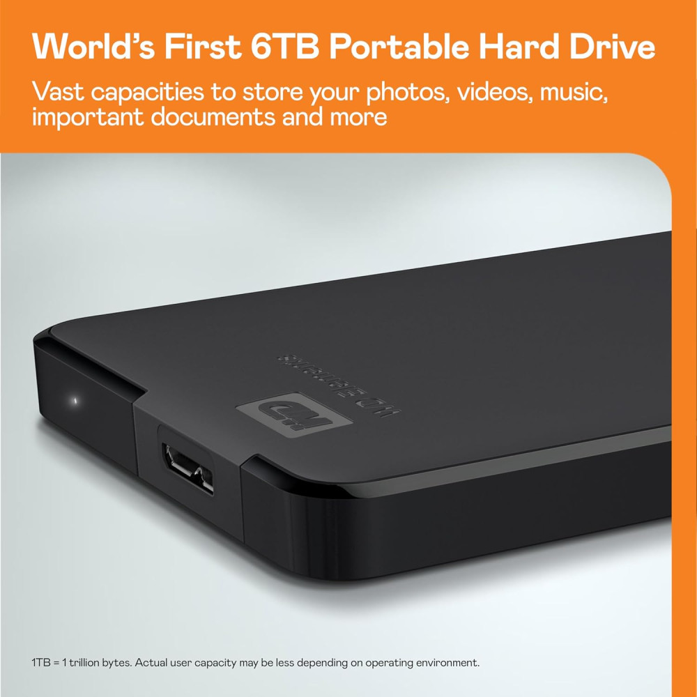 Наружный жесткий диск WD Elements емкостью 1 ТБ, USB 3.2 Gen 1/USB 3.0, поддержка Plug and Play
