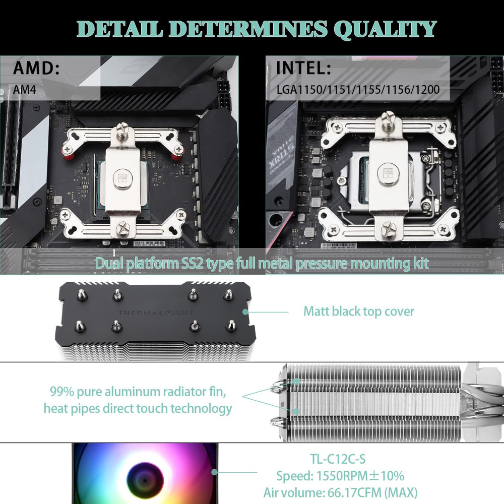 Кулер Thermalright Assassin X 120R SE 120 мм 1550 об/мин 4-пиновый RGB для AMD Intel
