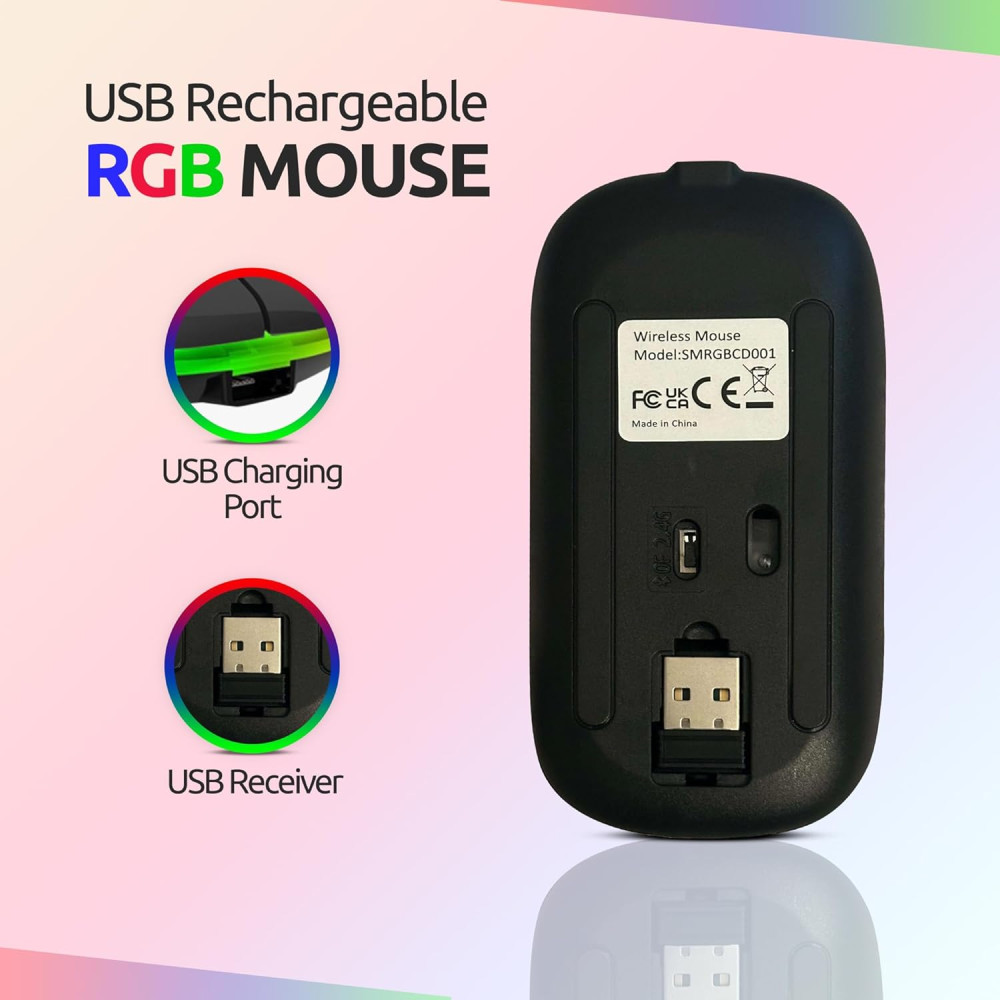 Беспроводная мышь для ПК, ноутбука и т.д. 2.4GHz Bluetooth, 1600dpi Type-C, (черная)