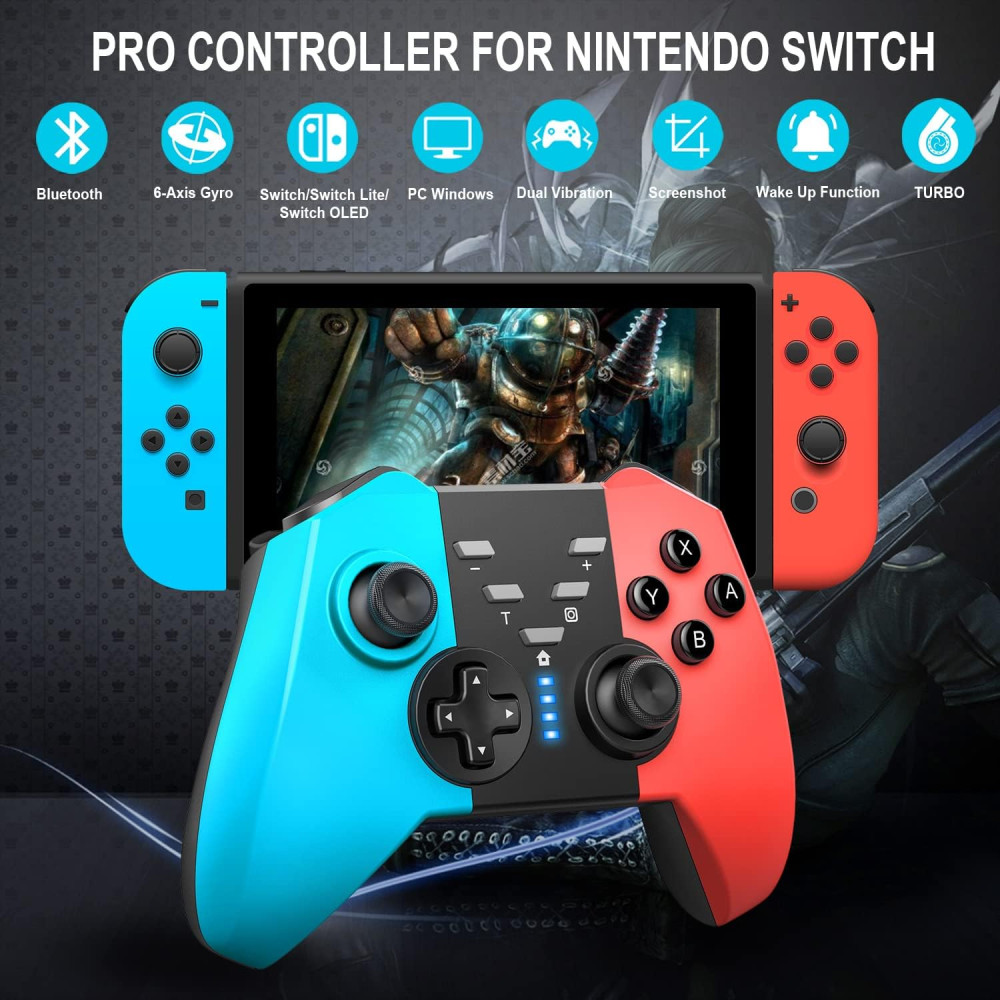 Беспроводной геймпад (джойстик) Cehensy Switch для Nintendo, синий/красный