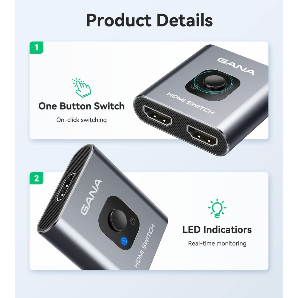 HDMI-коммутатор, разветвитель 4k/60 Гц, из алюминия, совместимый с Xbox PS5/4/3...