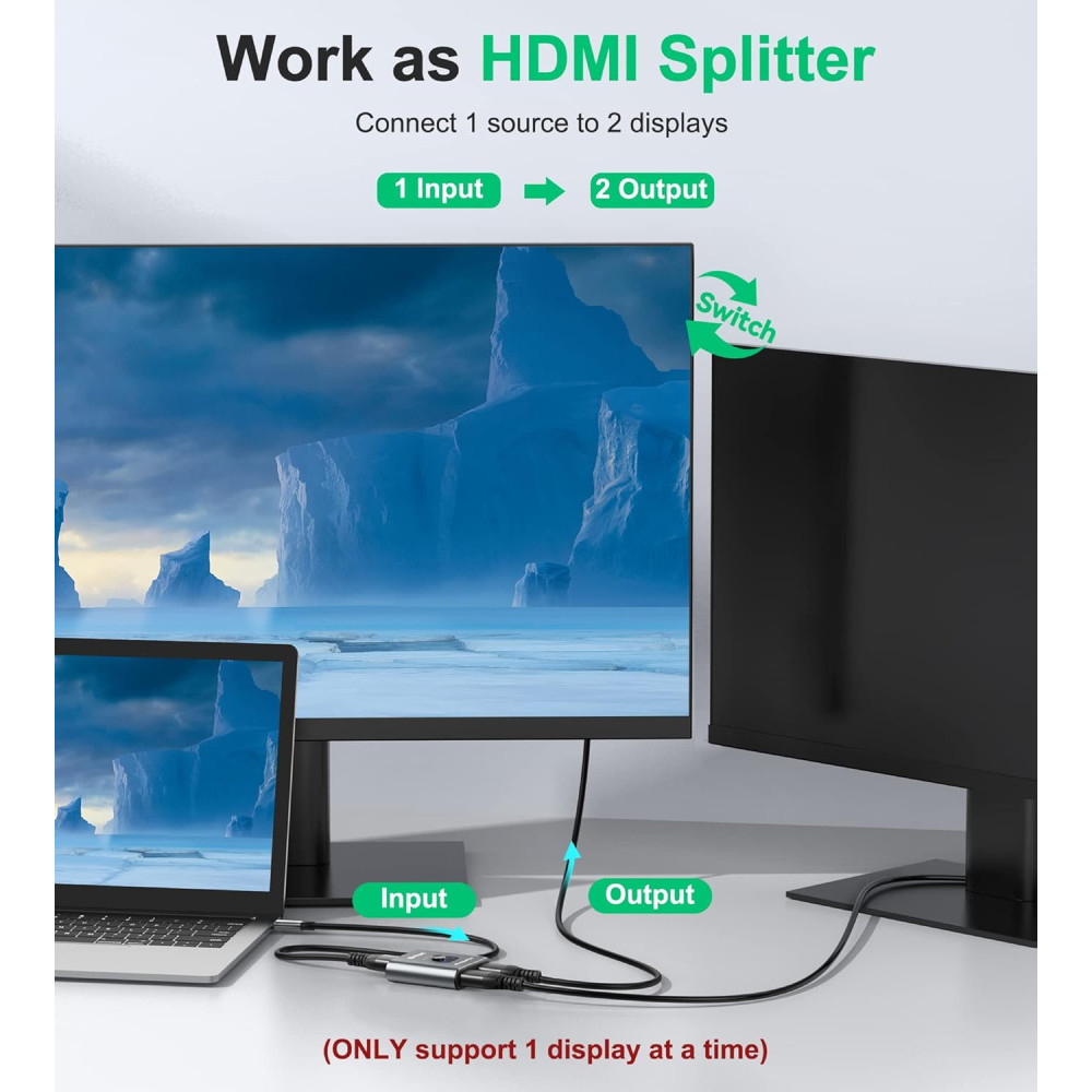 HDMI-коммутатор, разветвитель 4k/60 Гц, из алюминия, совместимый с Xbox PS5/4/3...