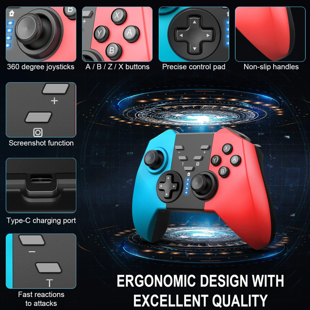 Беспроводной геймпад (джойстик) Cehensy Switch для Nintendo, синий/красный