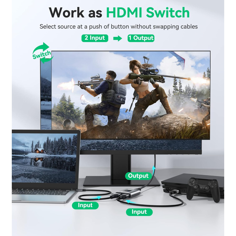 HDMI-коммутатор, разветвитель 4k/60 Гц, из алюминия, совместимый с Xbox PS5/4/3...