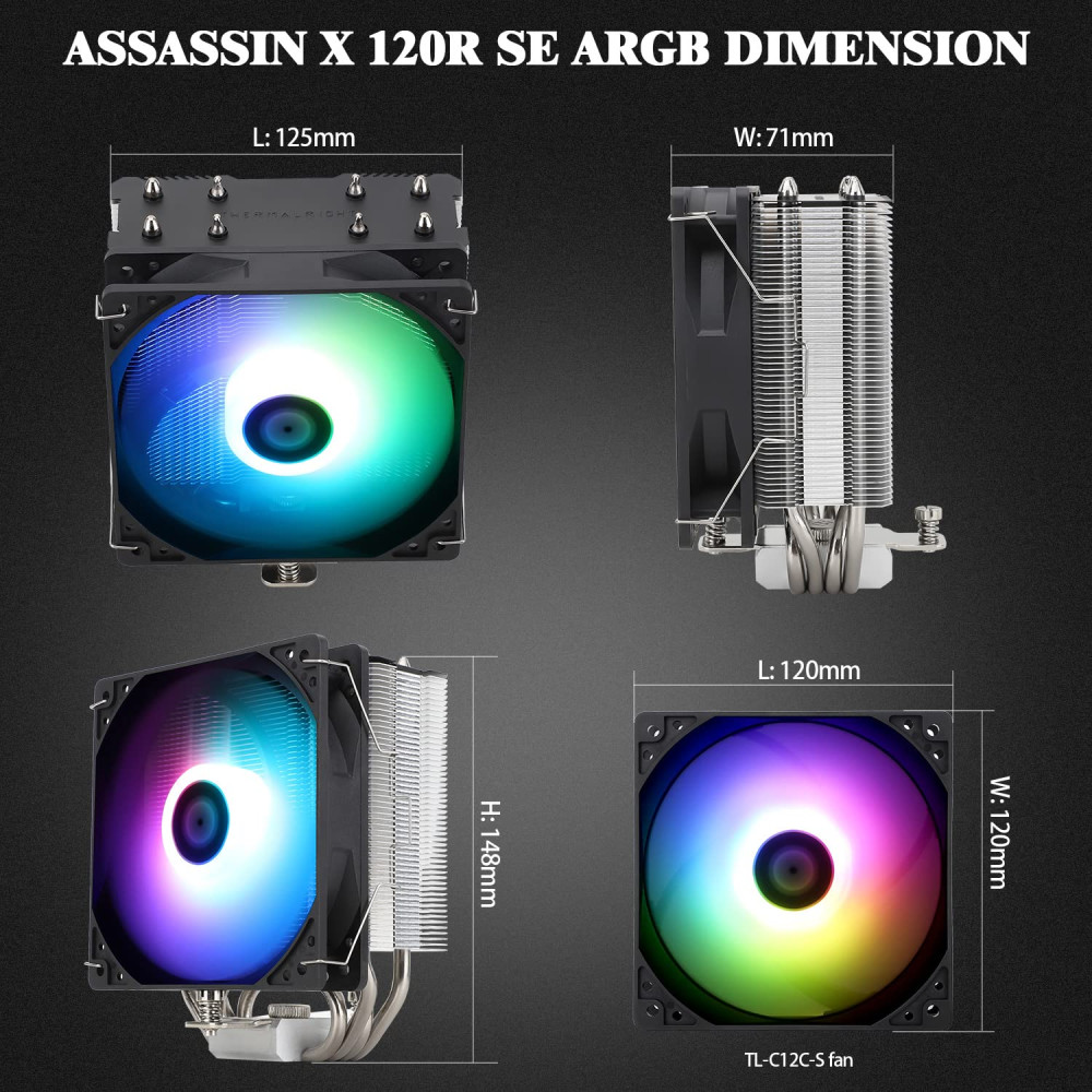 Кулер Thermalright Assassin X 120R SE 120 мм 1550 об/мин 4-пиновый RGB для AMD Intel