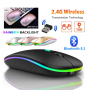 Беспроводная мышь для ПК, ноутбука и т.д. 2.4GHz Bluetooth, 1600dpi Type-C, (черная)