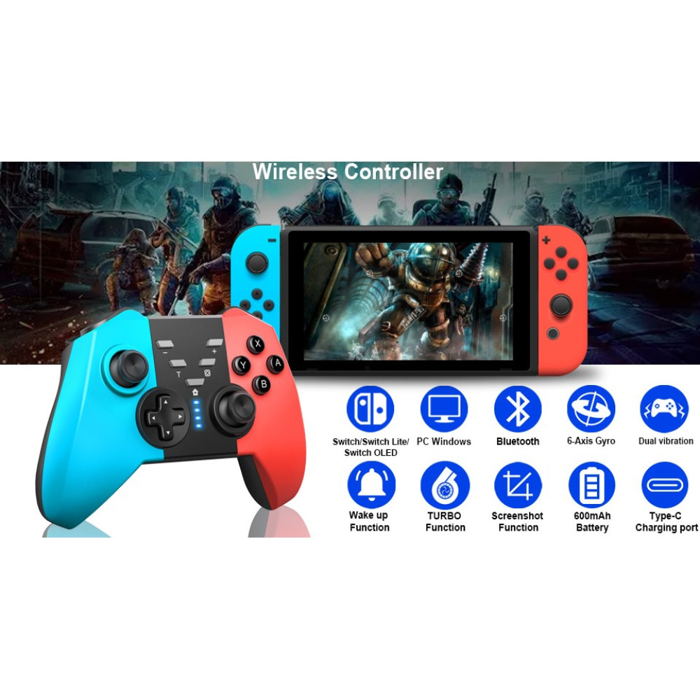 Беспроводной геймпад (джойстик) Cehensy Switch для Nintendo, синий/красный