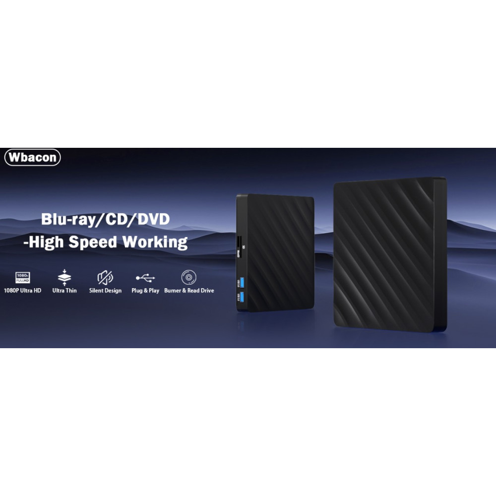 Внешний Blu Ray привод 5-в-1 с USB 3.0 Type-C, запись-воспроизведение 3D дисков