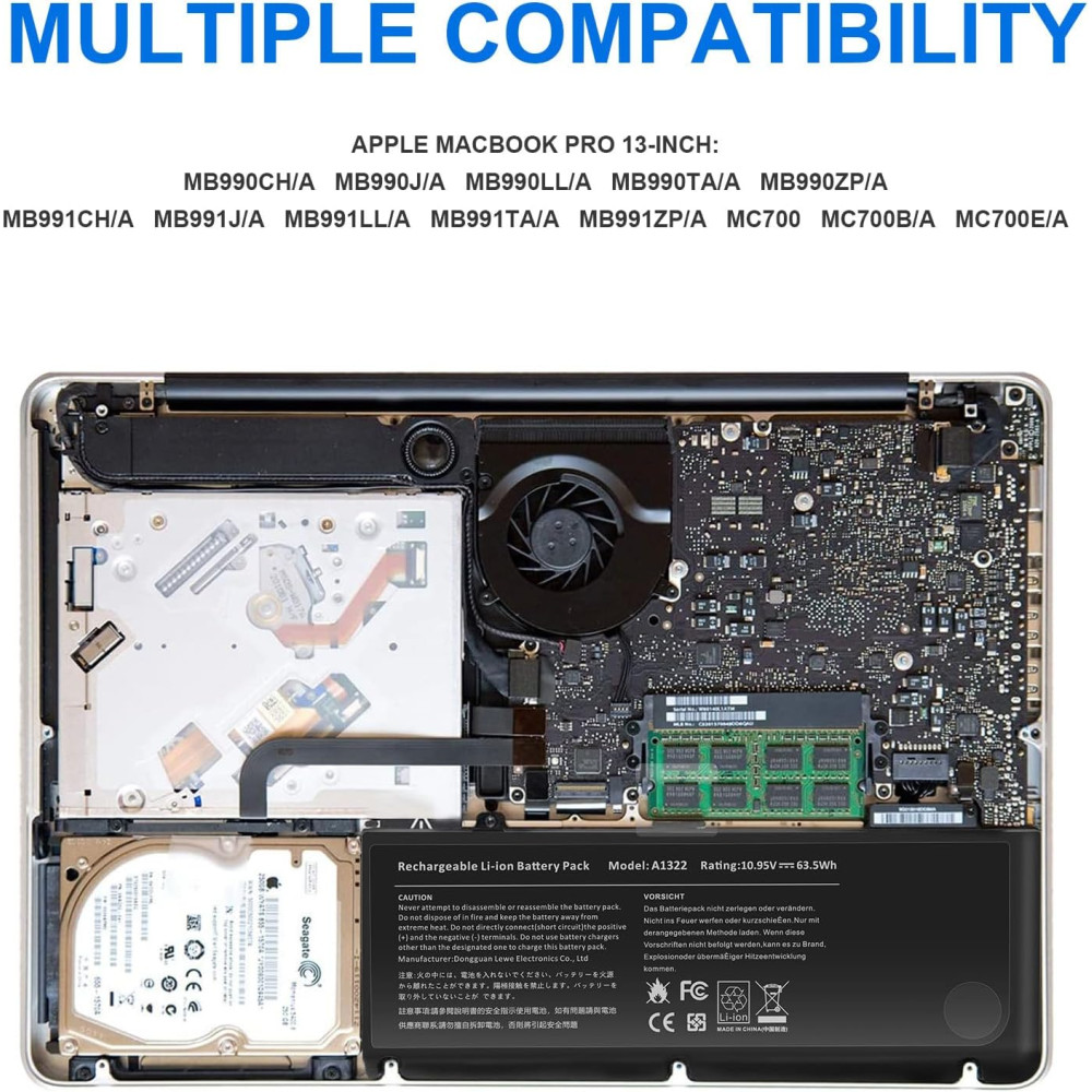 Аккумулятор Lithium Ion для MacBook Pro 13дюймов 63 5Wh 10 95V