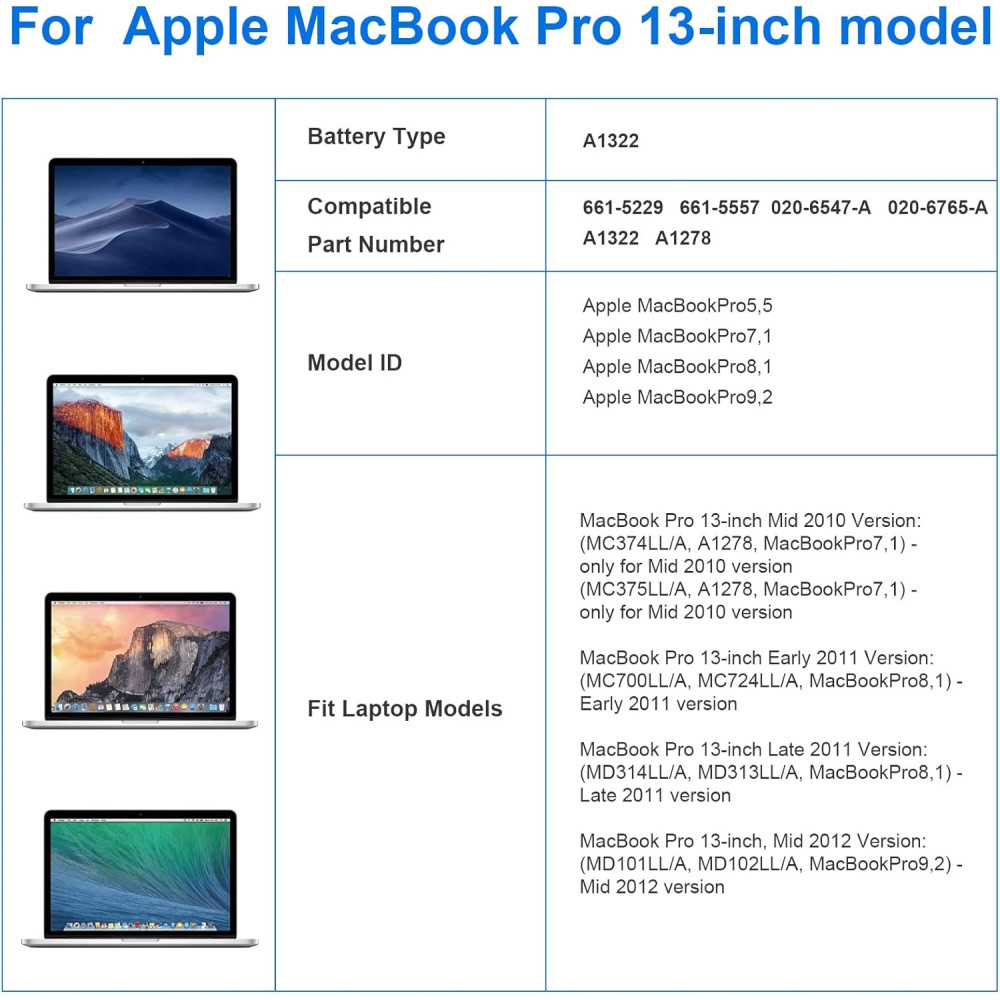 Аккумулятор Lithium Ion для MacBook Pro 13дюймов 63 5Wh 10 95V