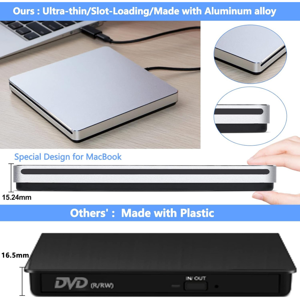Внешний CD DVD привод NOLYTH USB C для MacBook