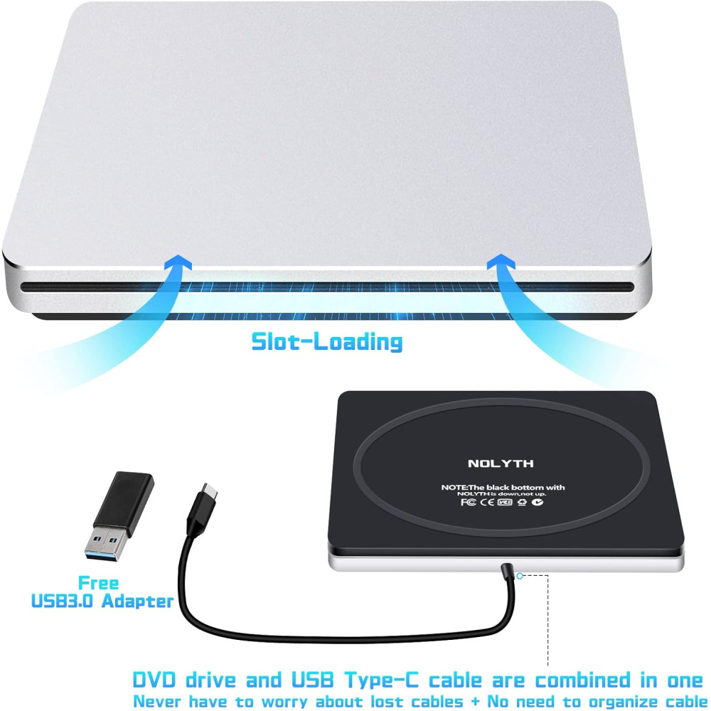 Внешний CD DVD привод NOLYTH USB C для MacBook