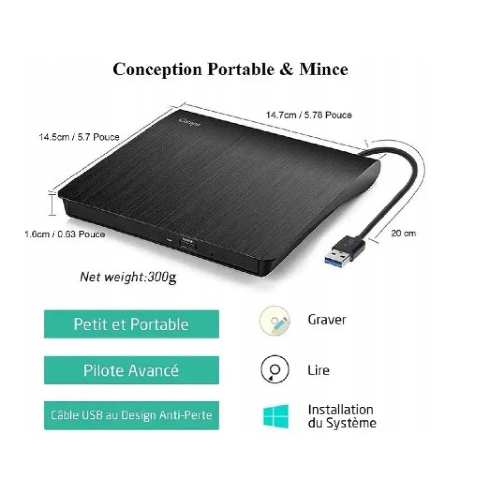 Портативный внешний DVD/CD-привод Cocopa с USB 3 0 чтение и запись
