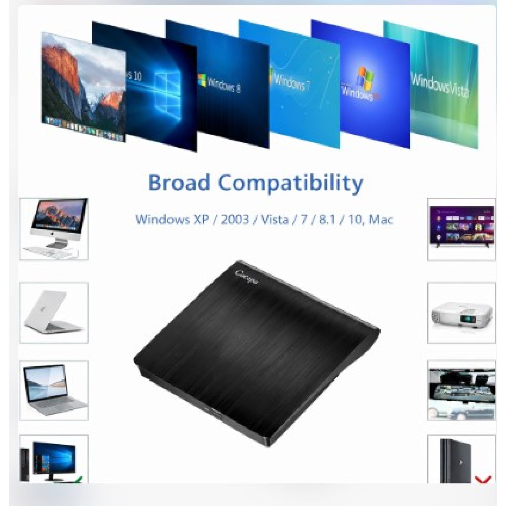 Портативный внешний DVD/CD-привод Cocopa с USB 3 0 чтение и запись