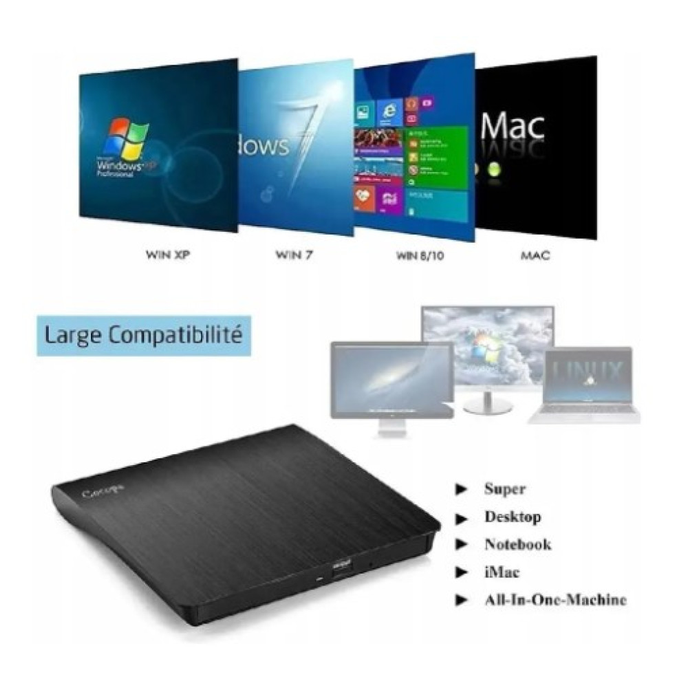 Портативный внешний DVD/CD-привод Cocopa с USB 3 0 чтение и запись