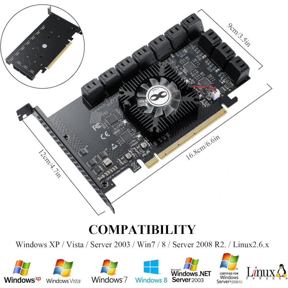 Плата расширения SATA 3 0 на 20 портов через PCIe x16