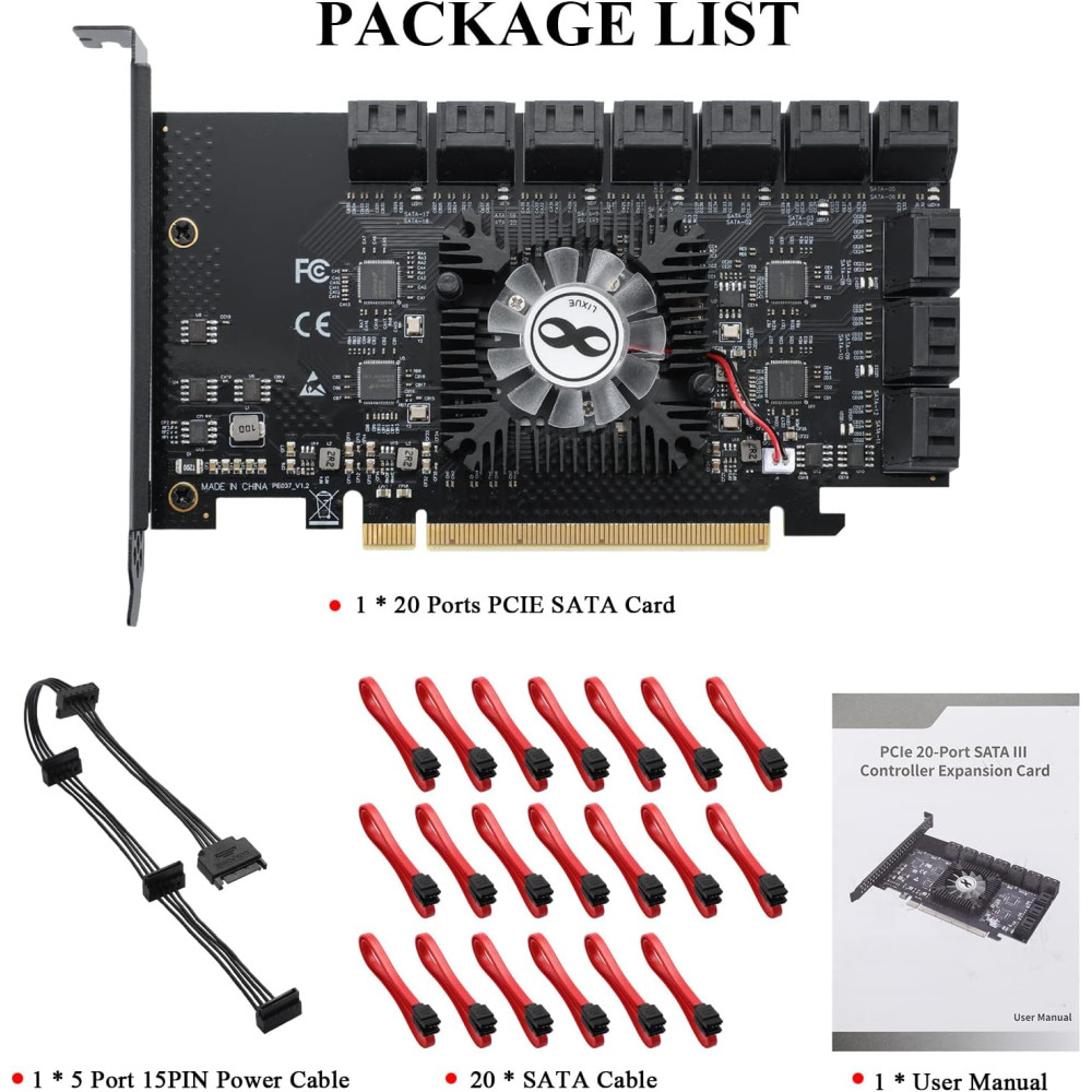Плата расширения SATA 3 0 на 20 портов через PCIe x16