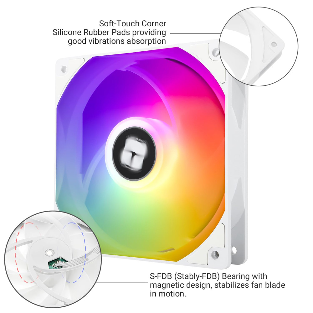 Вентилятор для ПК Thermalright TL-C12CW-S CPU с ARGB Подсветкой до 1550RPM