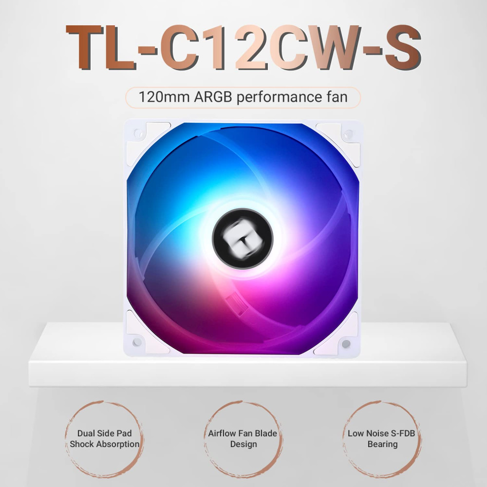 Вентилятор для ПК Thermalright TL-C12CW-S CPU с ARGB Подсветкой до 1550RPM