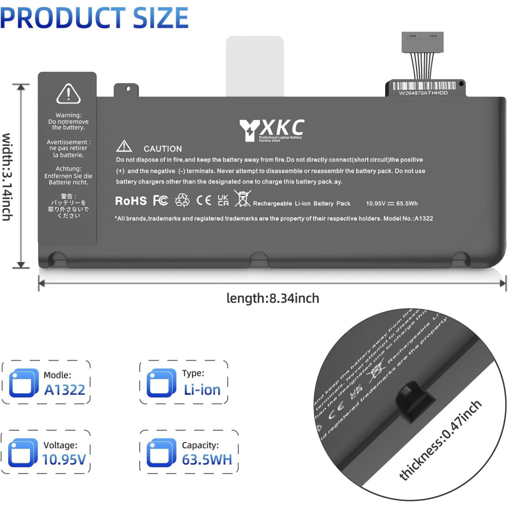 Аккумулятор литий ионный для MacBook Pro 13диагональ 10 95V 63 5Wh