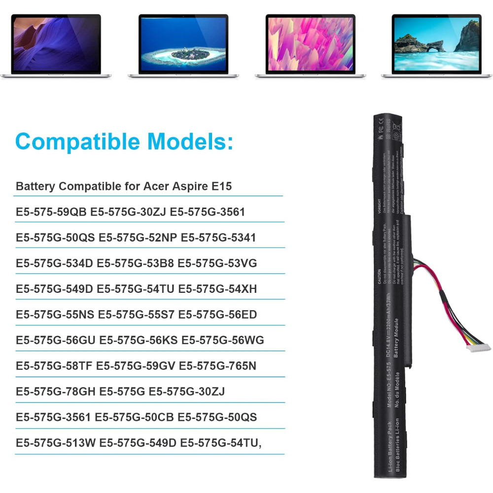 Акумулятор для ноутбука Acer Aspire AS16A5K / AS16A8K 14,8 V 2200 мАh комплект 2 шт