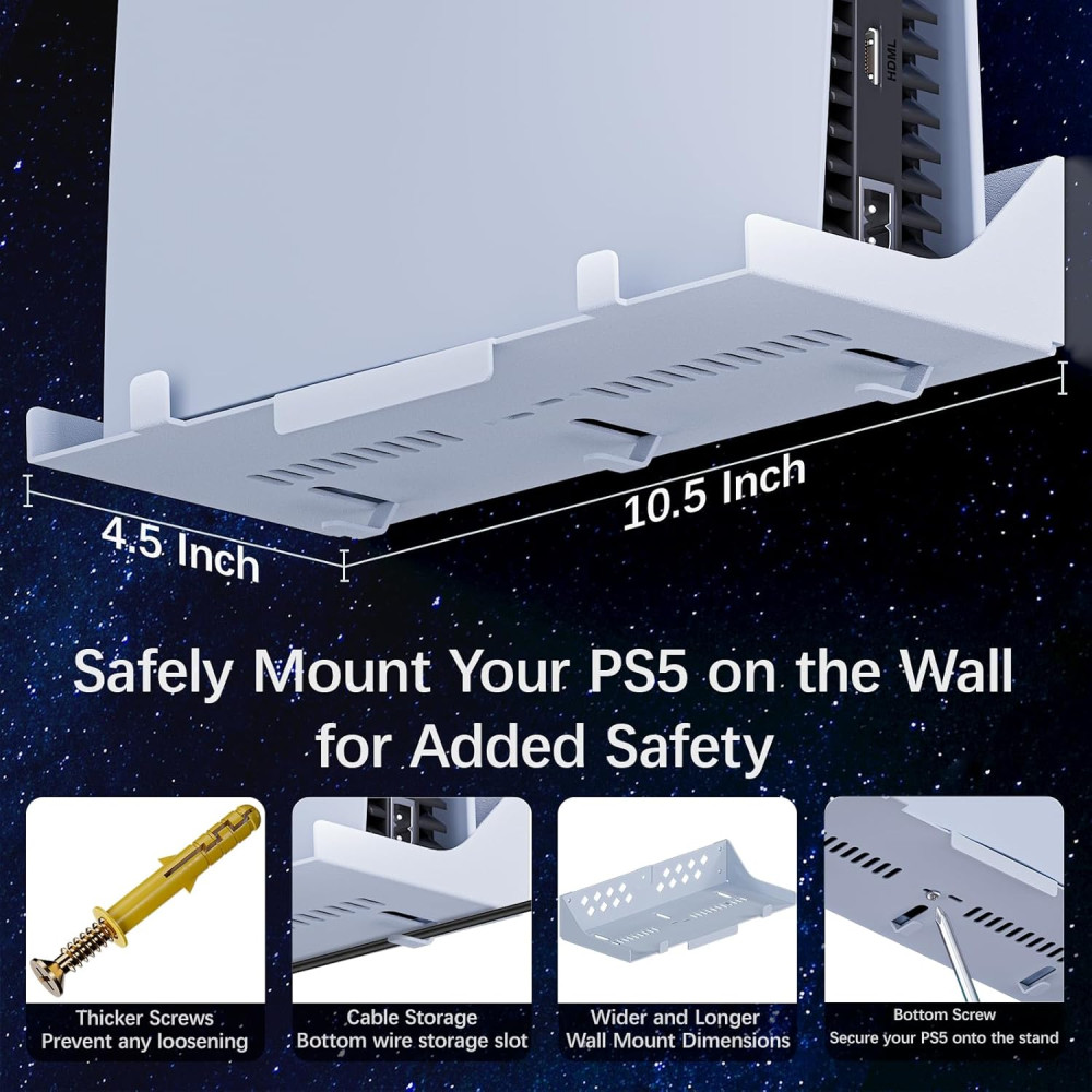 Настенный крепеж с зарядной станцией для контроллеров Hosanwell PS5