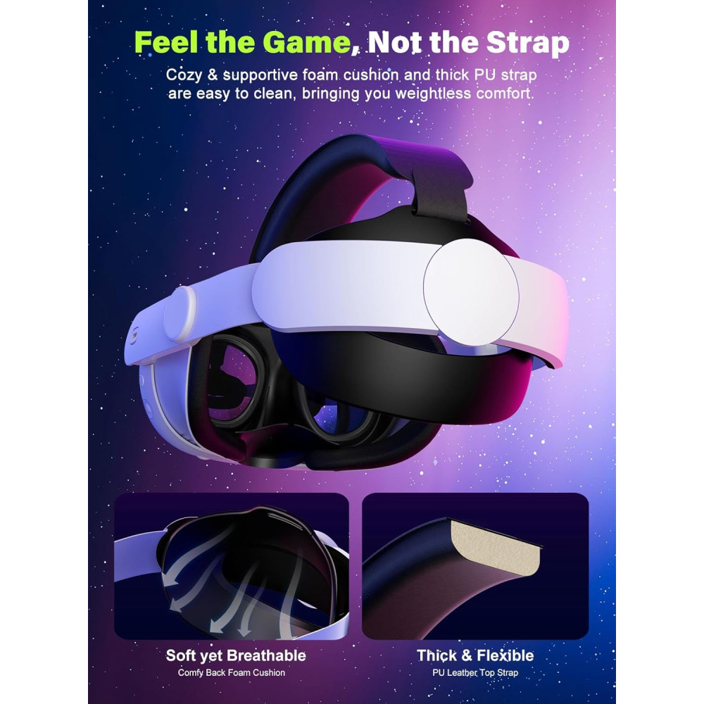 Эргономичный ремень WaverVR для шлема совместим с Quest 3/3S легкий и прочный дизайн