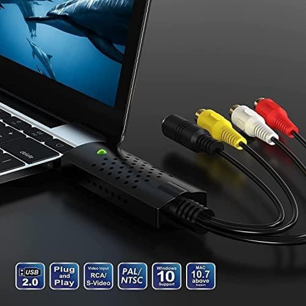 Карта видеозахвата EasyCAP USB RCA S Video для оцифровки VHS VCR Hi8 DV DVD