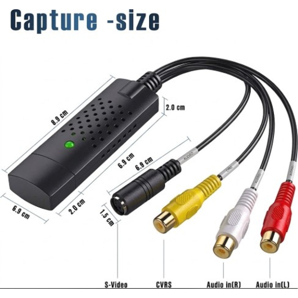 Карта видеозахвата EasyCAP USB RCA S Video для оцифровки VHS VCR Hi8 DV DVD