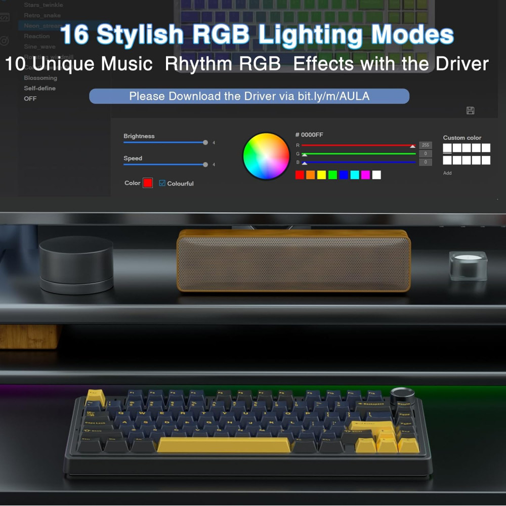 Механічна бездротова клавіатура AULA F75 75% RGB Hot Swap 2,4GHz